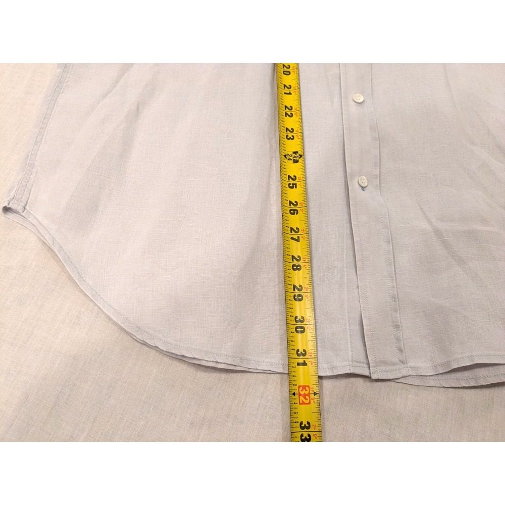 J. Mclaughlin Button Up Linen Shirt Mens L Beach/Formal Light Gray‎ Long Sleeve - Picture 14 of 16